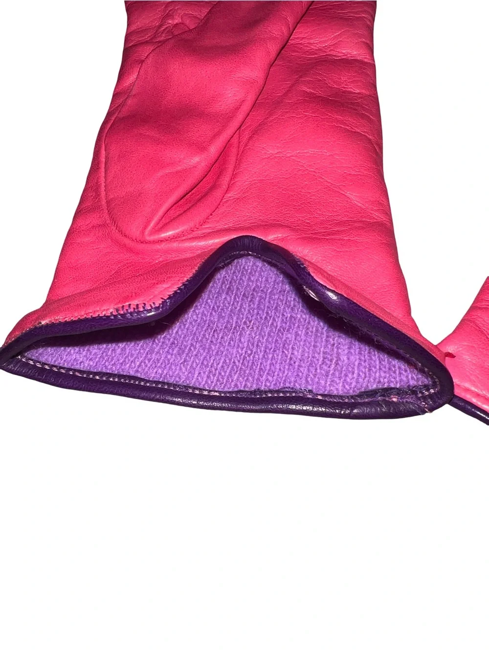 Rare Piumelli Italy Women's 8 Pink Purple Leather / cashmere Driving Gloves